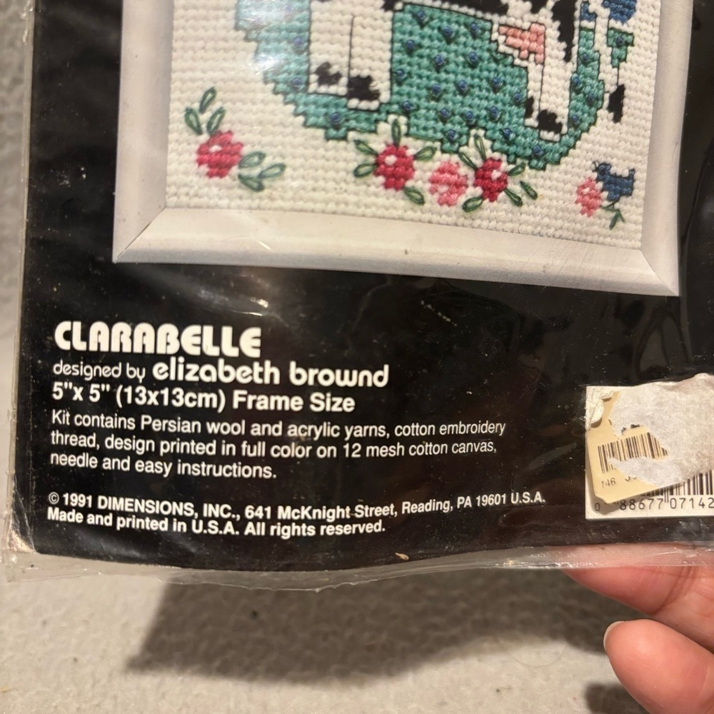 Dimensions Needlepoint Kit Clarabelle 5x5 frame size made in U.S.A. Vtg. 1991 - Picture 2 of 4